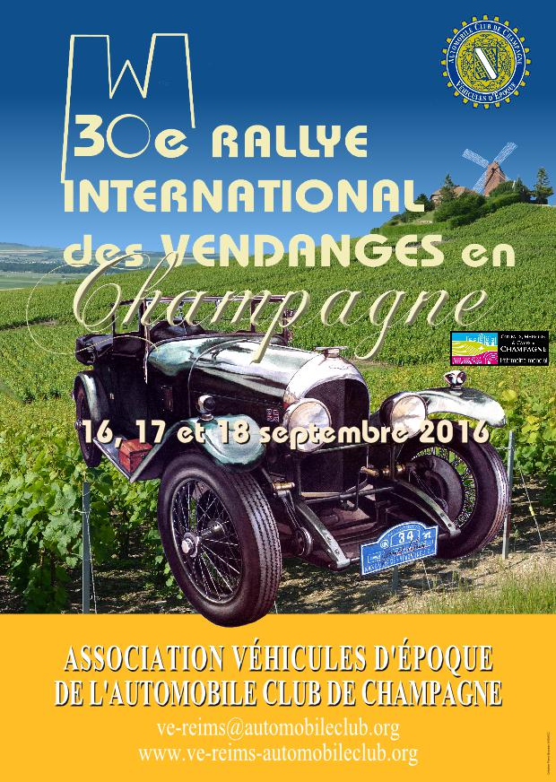 30e Rallye International des Vendanges en Champagne 16, 17, 18 septembre 2016